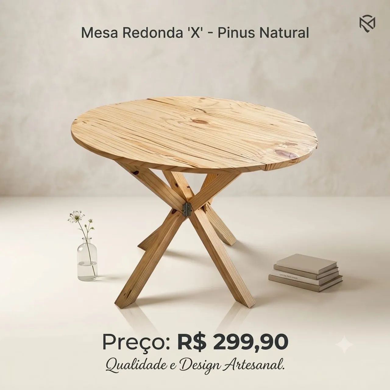 Mesa dobrável de pinus 