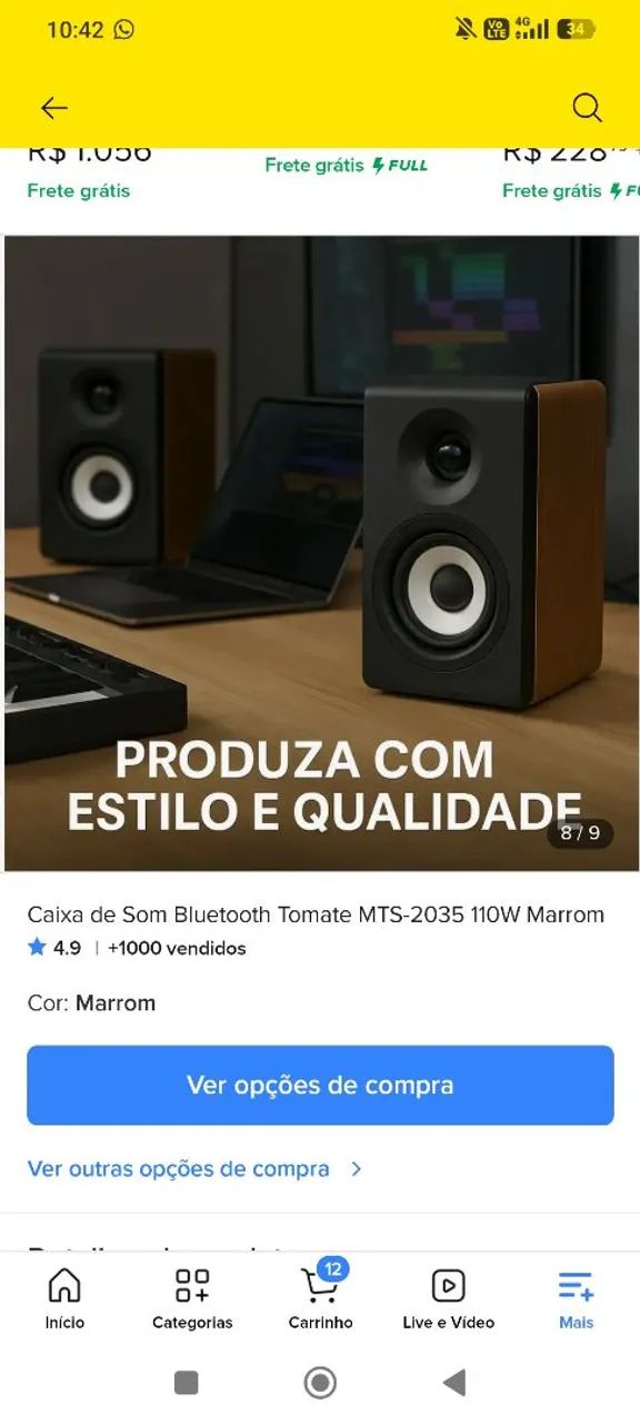 Caixa de som , retorno home Studio marca tomate - Foto 4