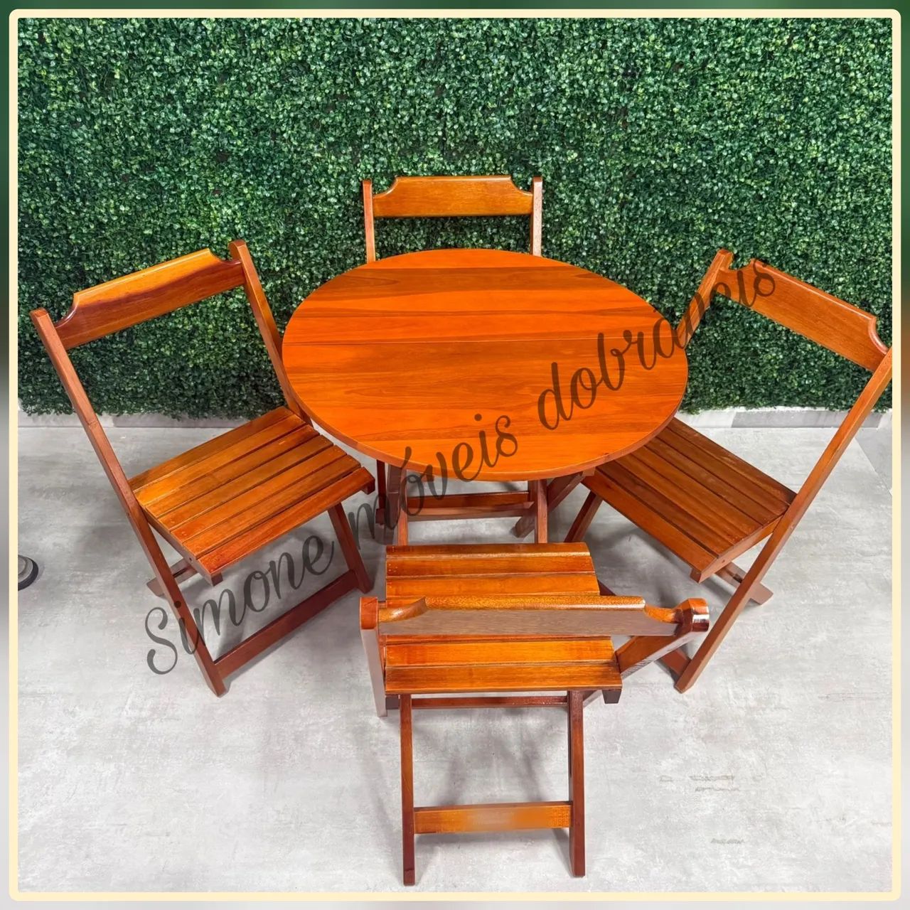 Mesa 70x70 dobrável com cadeiras  - Foto 4