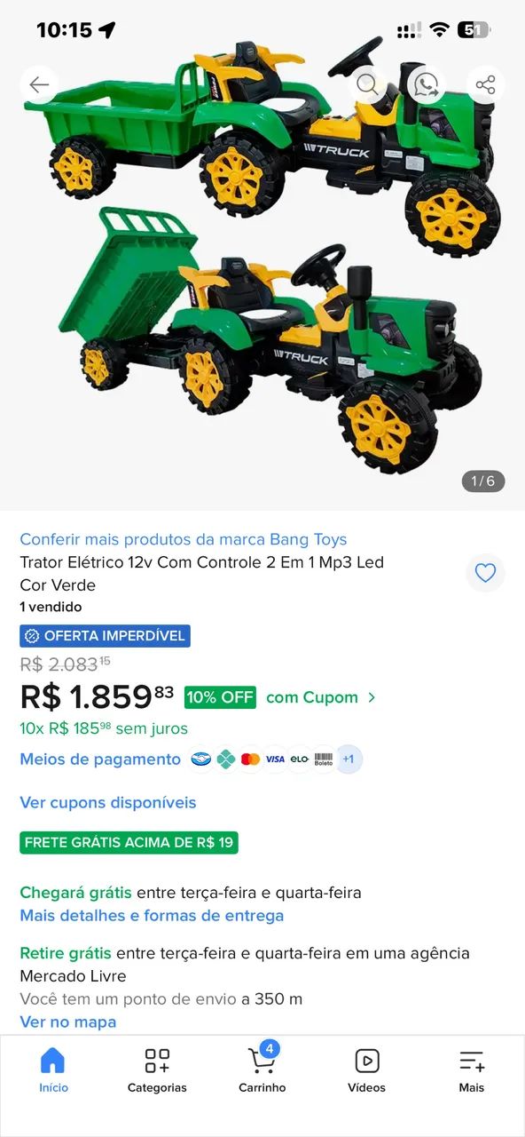 Trator elétrico com caçamba  - Foto 2