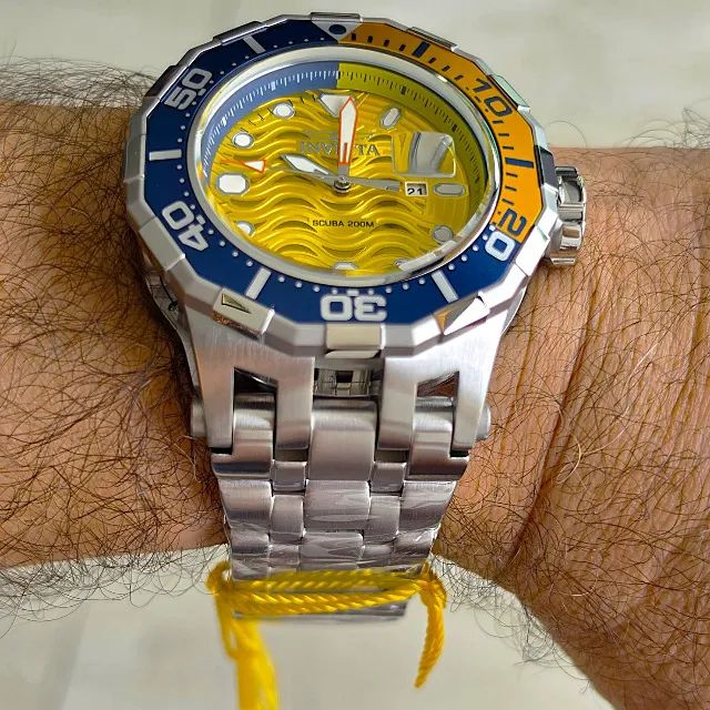 Relógio Invicta Pro Diver Waves Amarelo e Azul - Foto 2