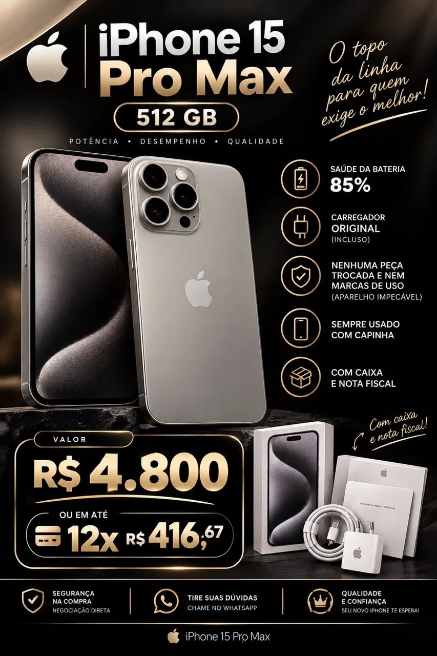 iPhone 15 PRO MAX 512 impecável 