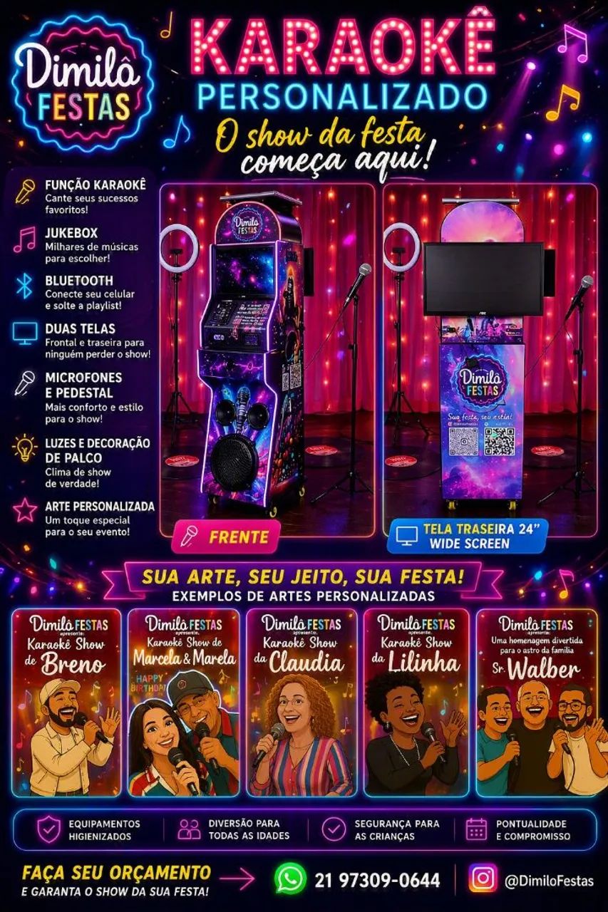 Aluguel de KARAOKÊ + JUKEBOX + CAIXA DE SOM BLUETOOTH + BRINDE PERSONALIZADO