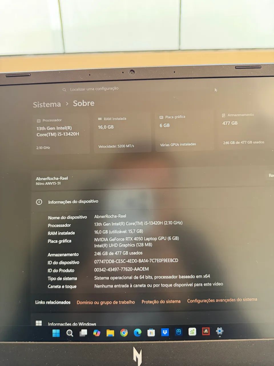 Acer nitro v15 gtx4050 - Foto 2