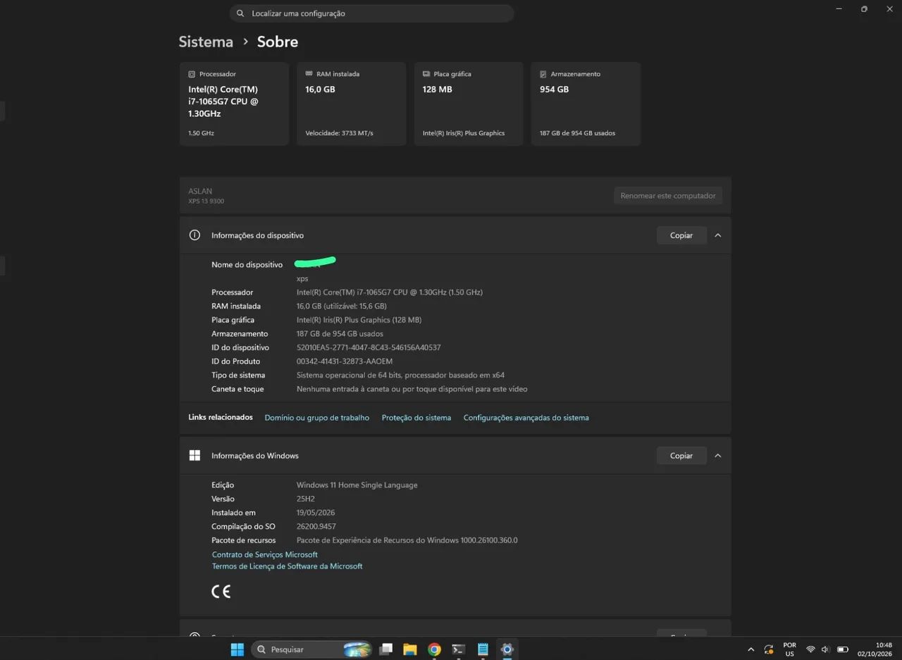 Dell dps 9300 i7 16gm ram