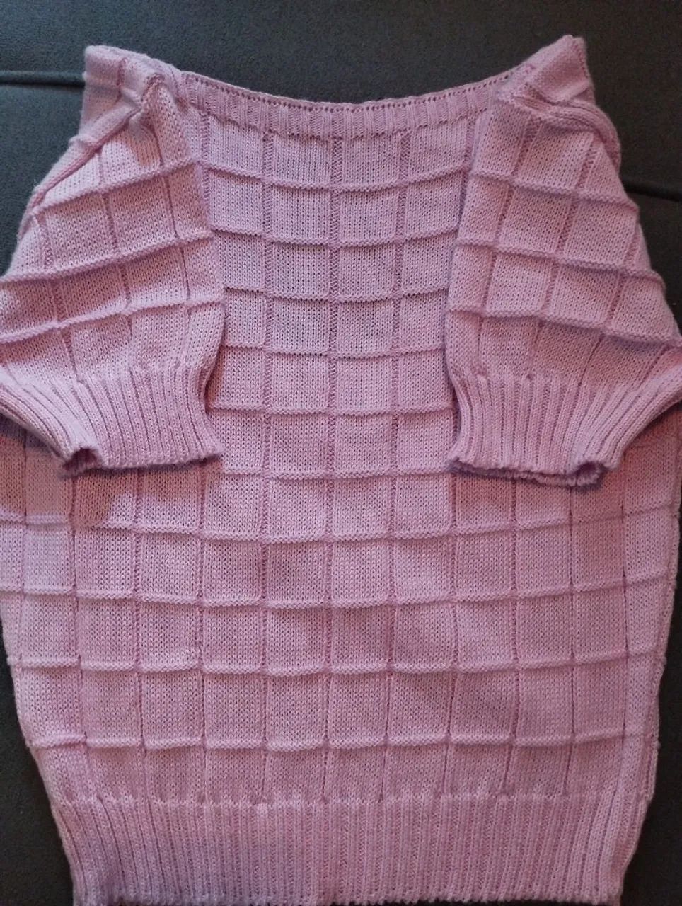 Cropped em tricô rosa bebe P  - Foto 2