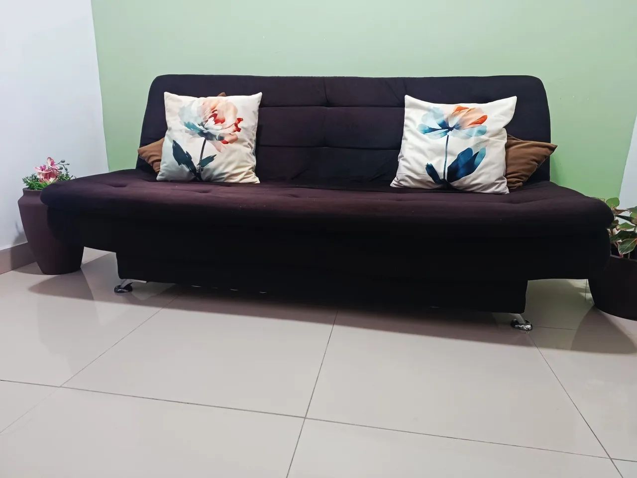 SOFÁ-CAMA 3LUG VELUDO PRETO 