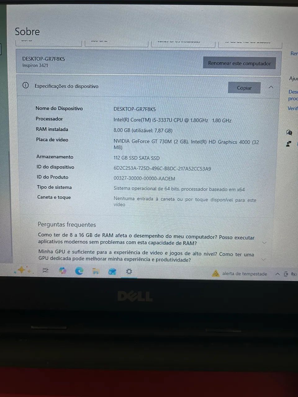 Dell Inspirion 14 5431 SSD GeForce 2Gb 8GB ram - Foto 4