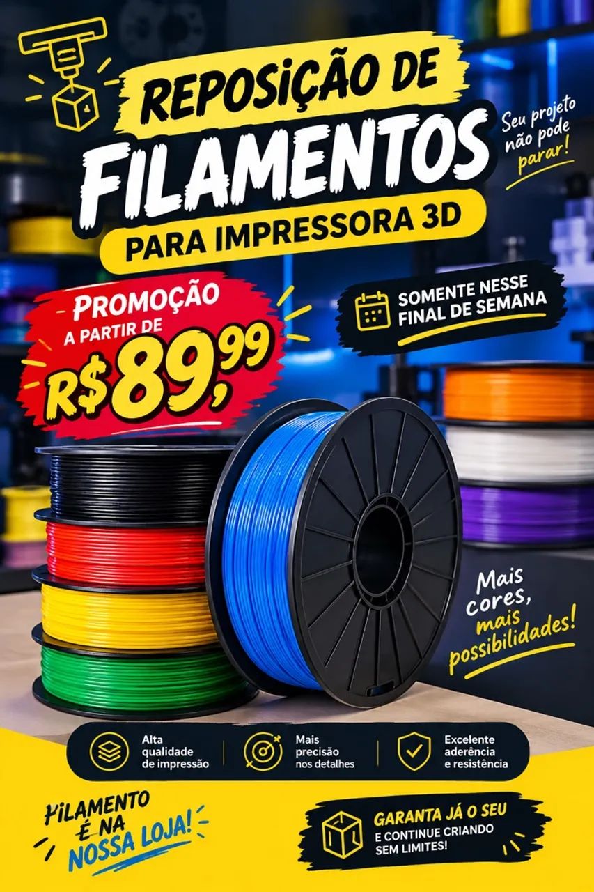 Filamentos PETG e PLA