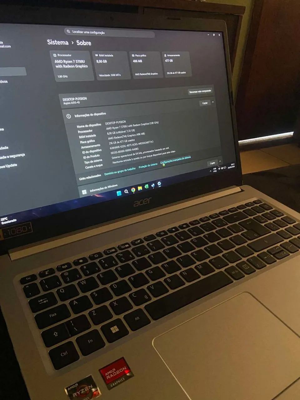 Notebook Acer Aspire 5 Ryzen 7 - Foto 2