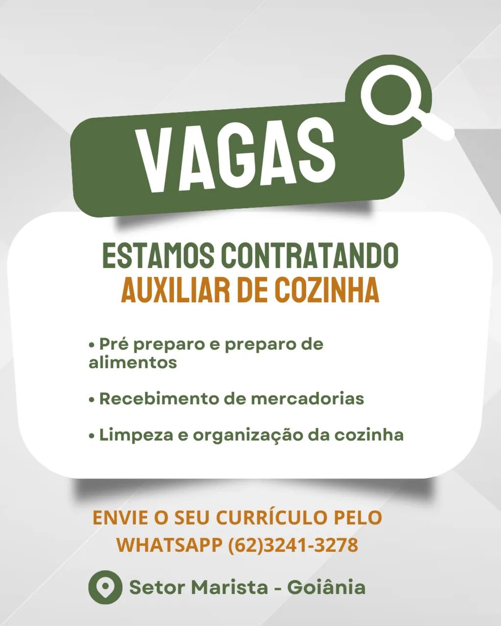 Vaga auxiliar de cozinha 