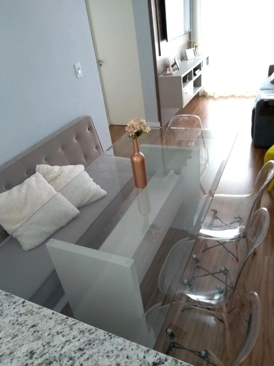 Banco Canto Alemão 1,80m Cinza Com Gaveta Lateral - Foto 3