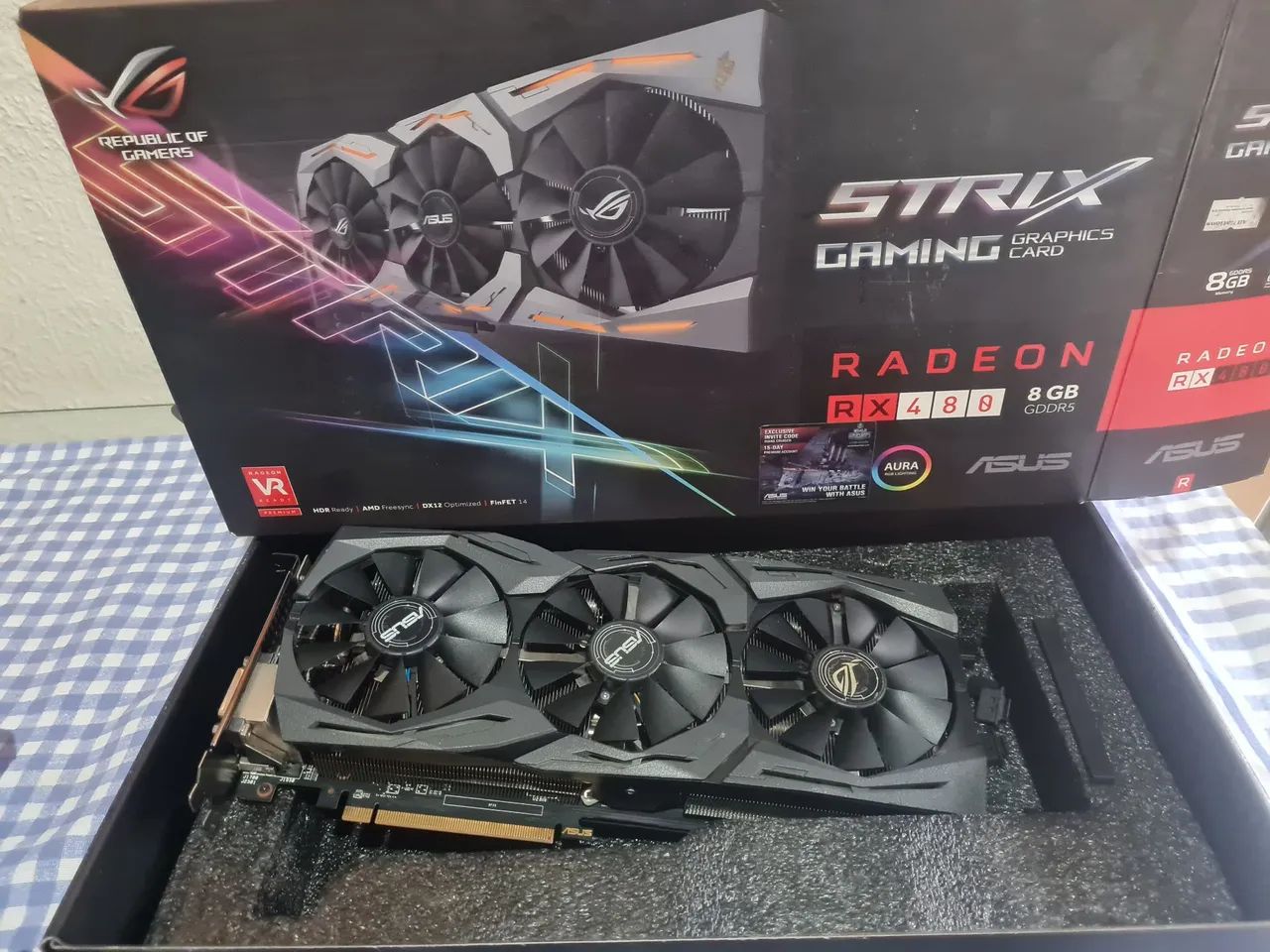 Placa de Vídeo Rx480 8GB Asus Strix
