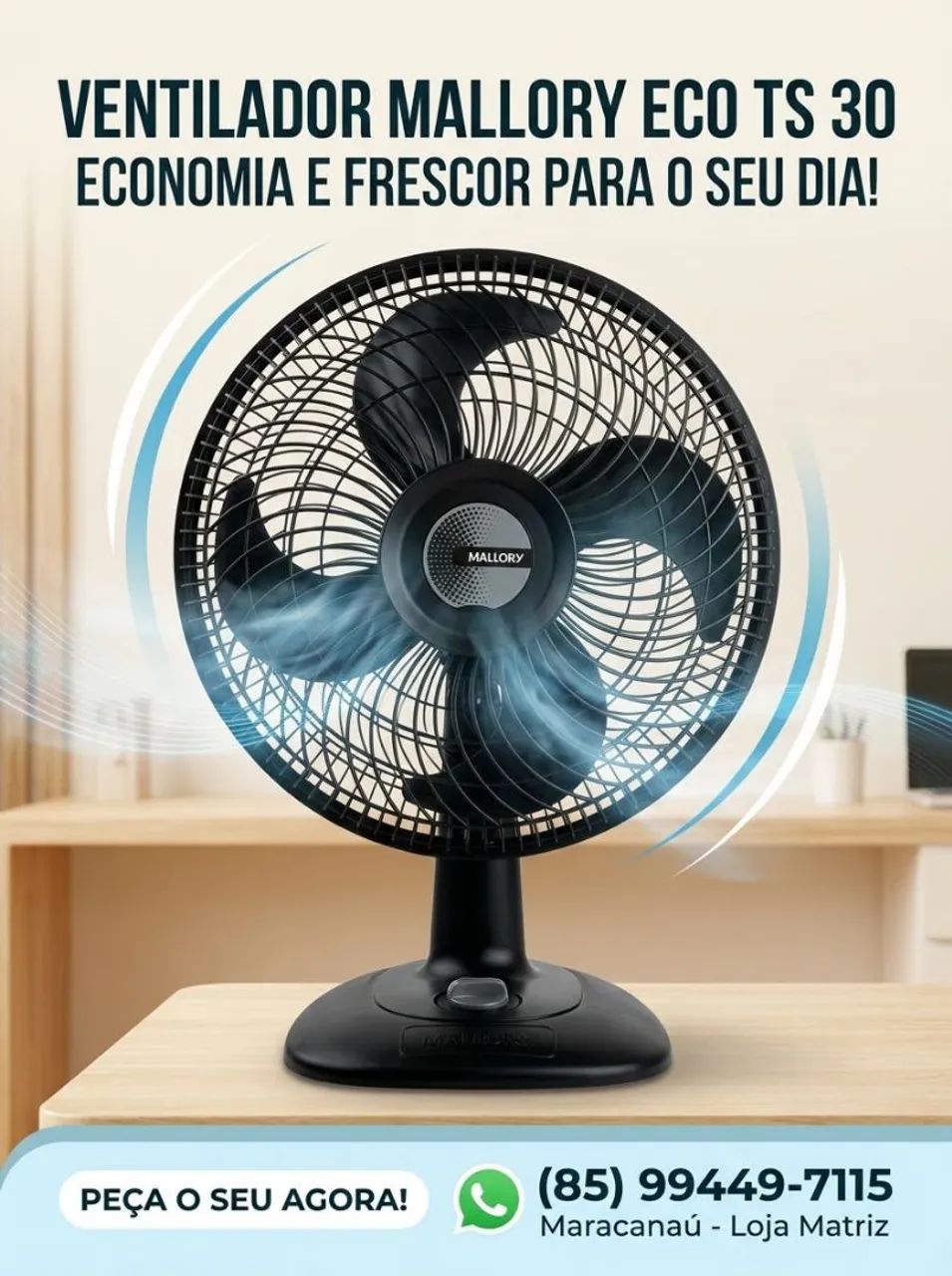 Ventilador Mallory 30 cm  4 pás