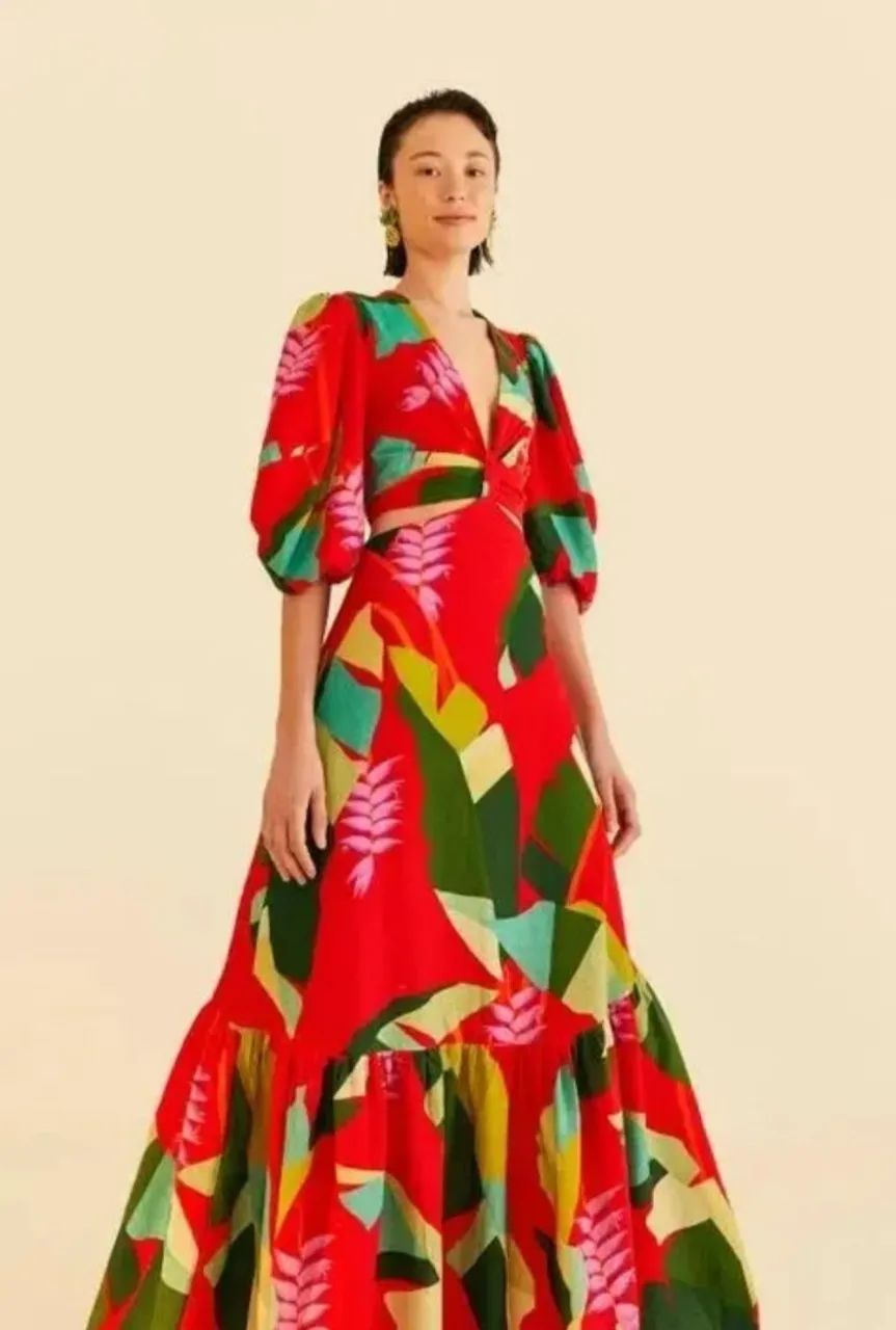 Vestido longo helicônia Farm - M/G - Foto 5