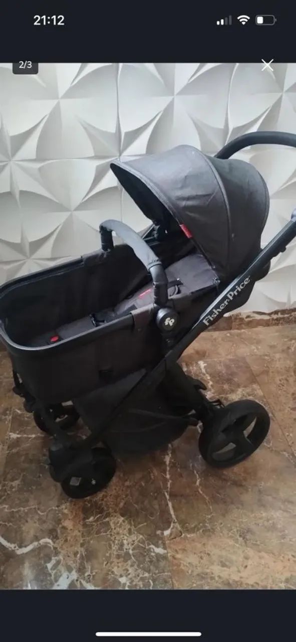 Carrinho de Bebê Fisher-Price Heritage 3 em 1 (Com Moisés) - Excelente Estado