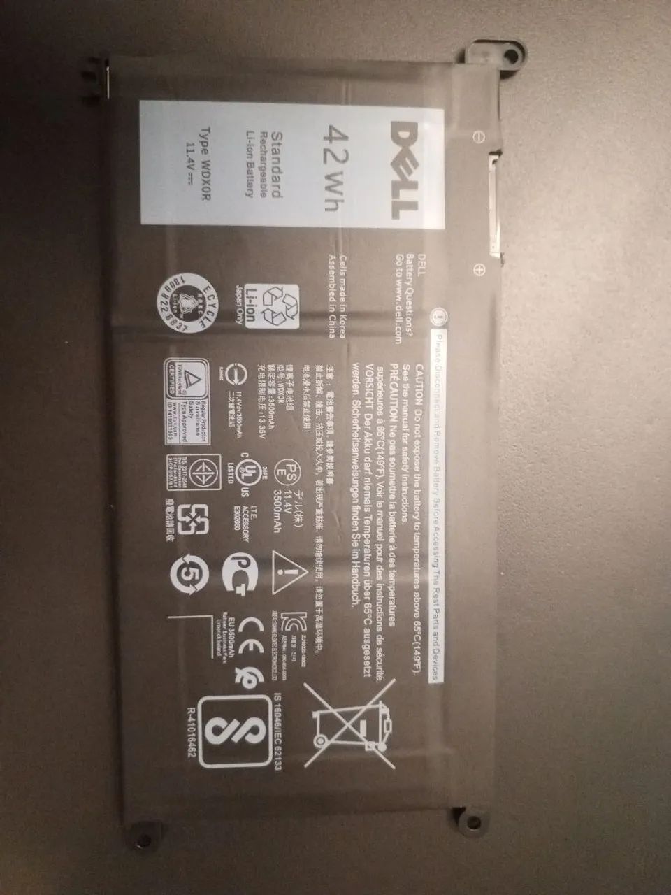 Bateria Dell wdxor 42w 11.4v 