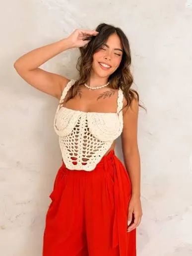 Cropeed de crochê bico branco 