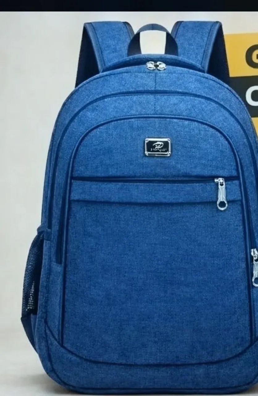 Mochila de couro azul resistente imperme ável  - Foto 2