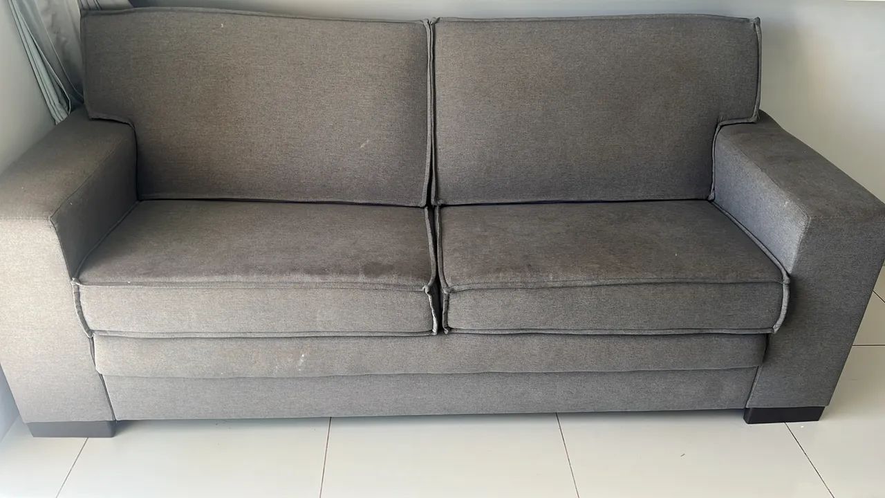 Sofá living reto dois lugares, linho cor cinza - Foto 2