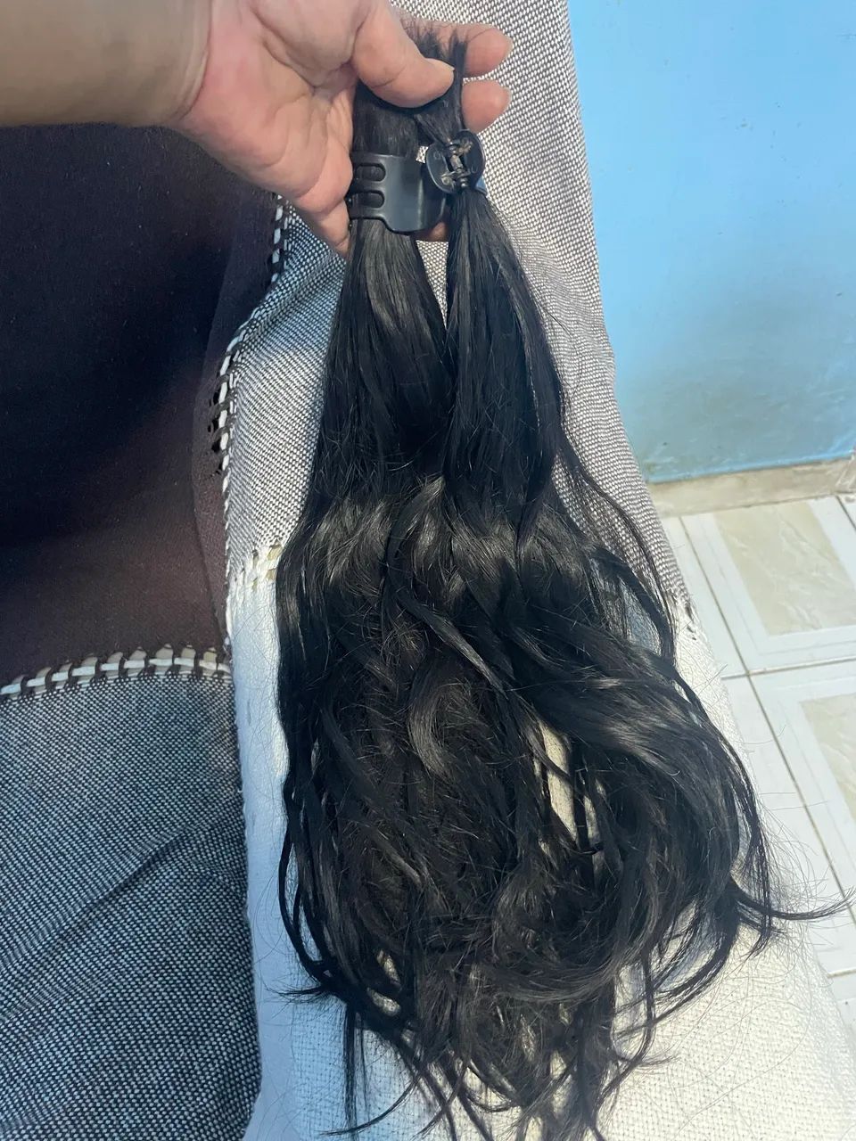 Cabelo Humano levemente ondulado 45cm