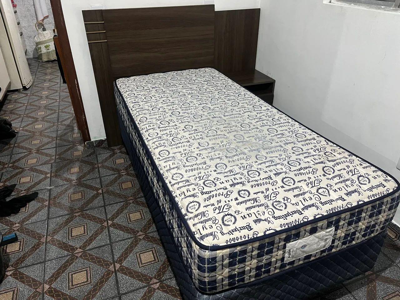 Cama Box de Solteiro com Colchão + Cabeceira - R$ 380 - Foto 3