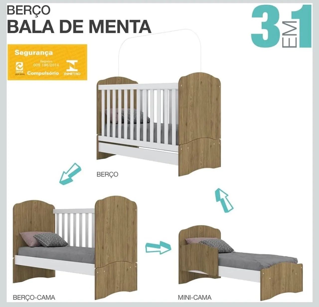 Vendo Berço e mini cama 2 em 1 com colchão  - Foto 3