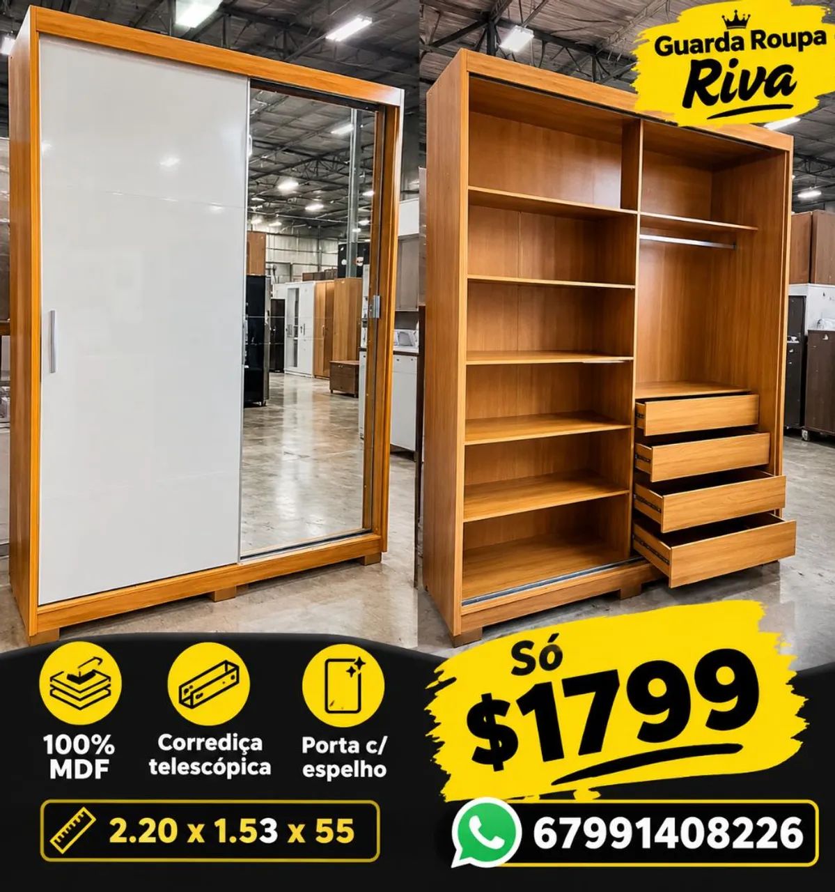 Guarda roupa com espelho 