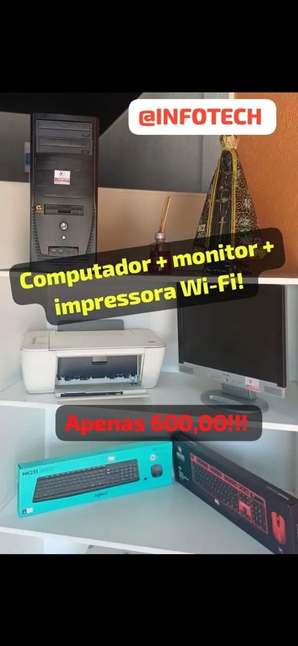 Computador completo + Multifuncional HP Wi-Fi 