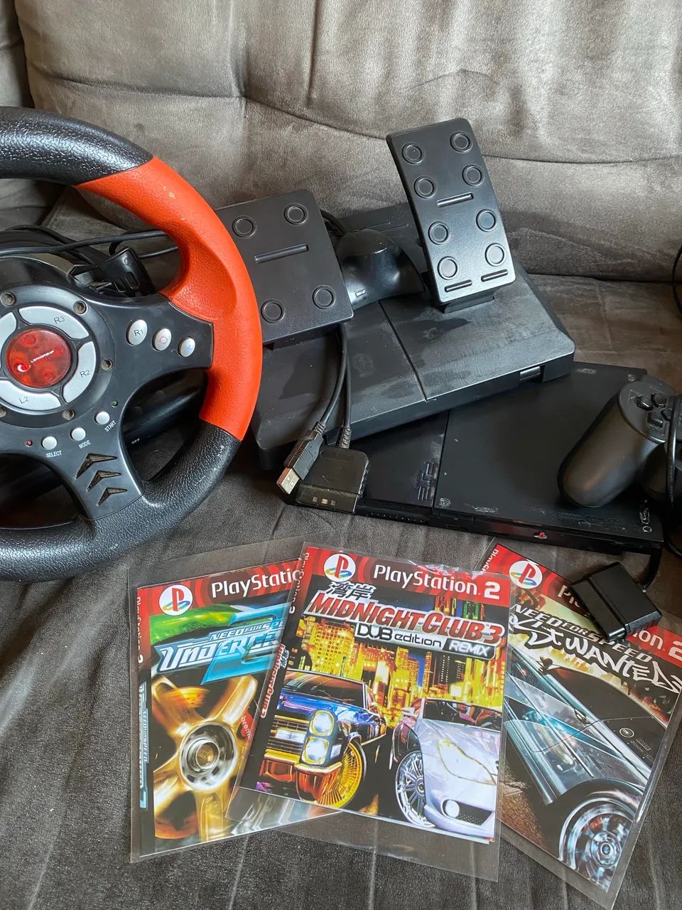 Ps2 conservado Com Volante e pedal e jogos  - Foto 5