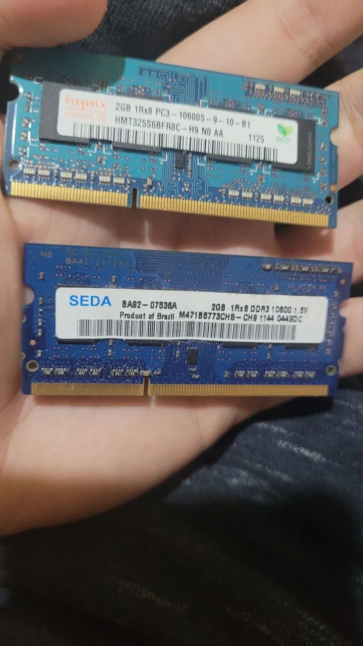 Kit 2 Memória ram 2gb DDR3L para notebook 