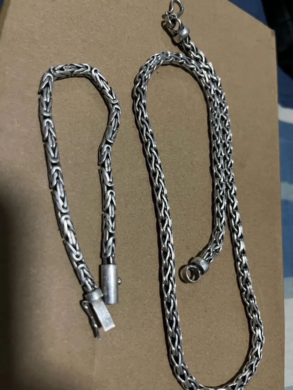 Corrente + pulseira em prata 