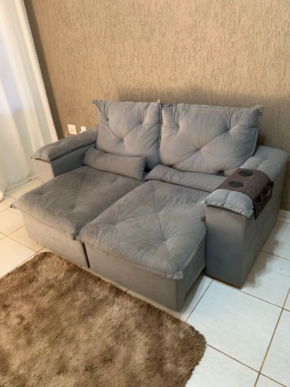 Sofá Retrátil 2,90 metros cinza 441140336657049605