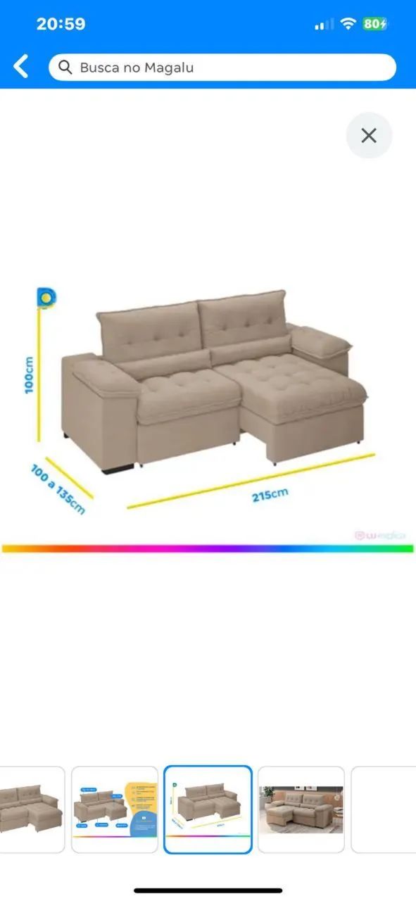 SOFÁ 3 LUGARES RETRÁTIL E RECLINÁVEL - Foto 2