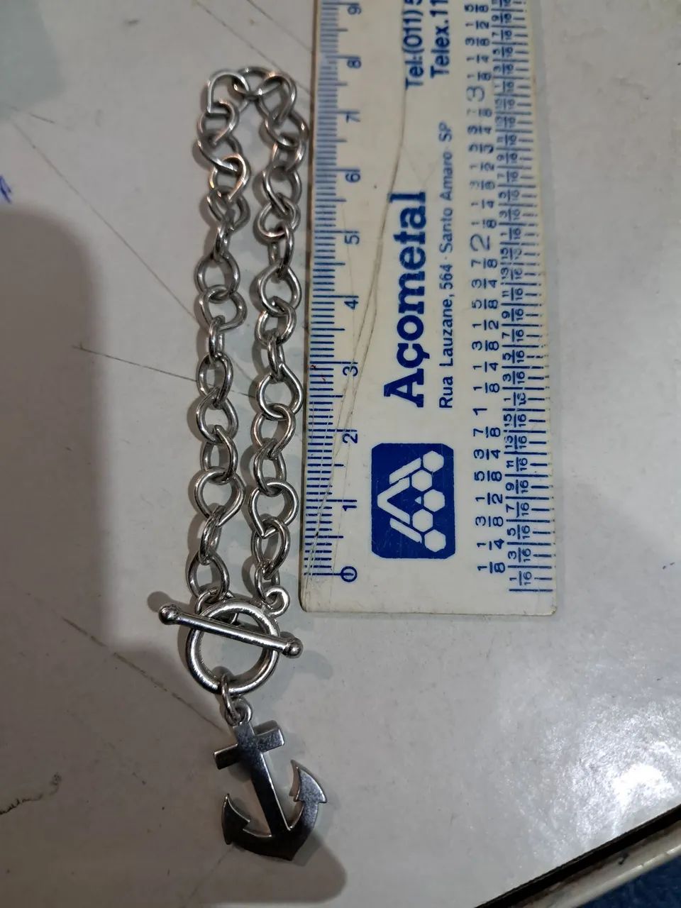 Pulseira banhada em rodio 20 cm nova - Foto 3