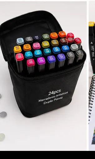 Kit Canetinhas Marcadores Dual Tip com Estojo - Foto 3