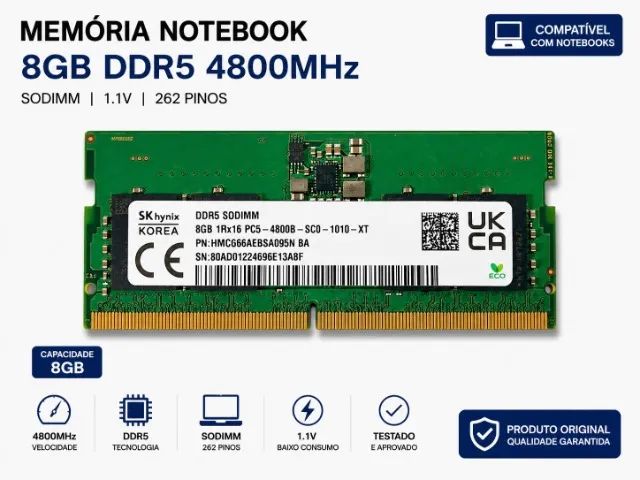 MEMÓRIA RAM 8GB DDR5 SK HYNIX Notebook      