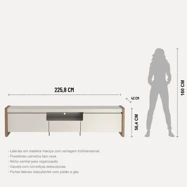 Rack para TV até 75'' Bristol - Off White/Natural 2,25 m - Foto 5