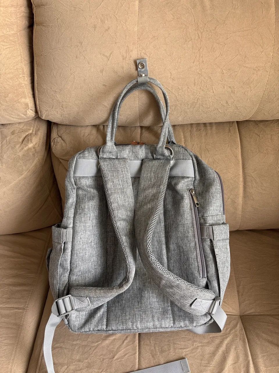 Bolsa mochila maternidade LB cinza  - Foto 2