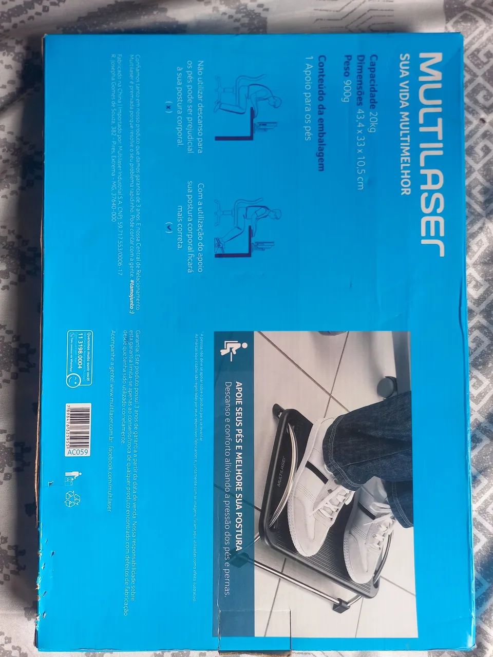 Apoio Suporte Ergonomico Para Pes Angulavel Multilaser Ac059