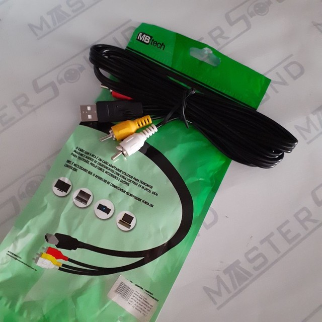 Cabo de áudio e vídeo. 1usb X 3rca macho.  Com 1,5 metros. Novo.  - Foto 2