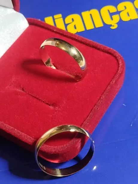 Alianças 5.6 mm Ouro 18 k Casamento Noivado Compromisso 5.00 Gramas Maciça                 - Foto 3