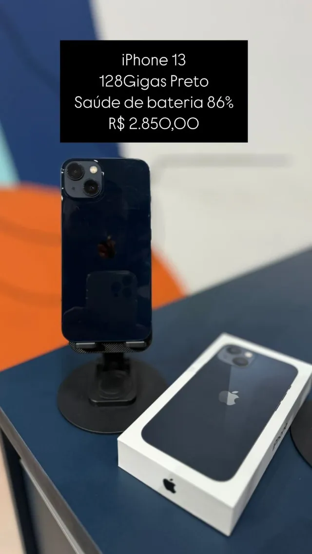 IPhone 13 na cor Preto 128Gb Saude de Bateria 86% Semi novo | Loja