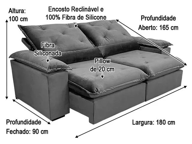 Sofá Retrátil Reclinável 1,80m Premium Plus a54 - Foto 5