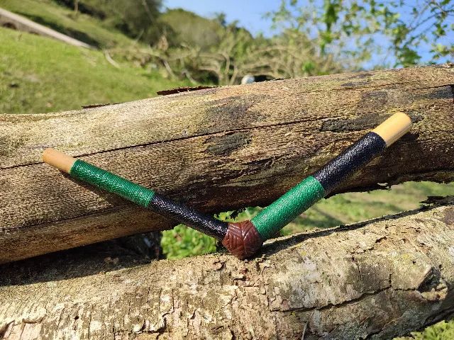 Tepi Aplicador Rapé Bambu Simples 30cm Fio Encerado - Foto 5