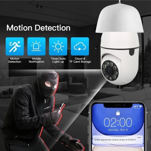 Câmera de Segurança de Lâmpada WiFi, Câmera de Lâmpada de 2MP - Foto 5