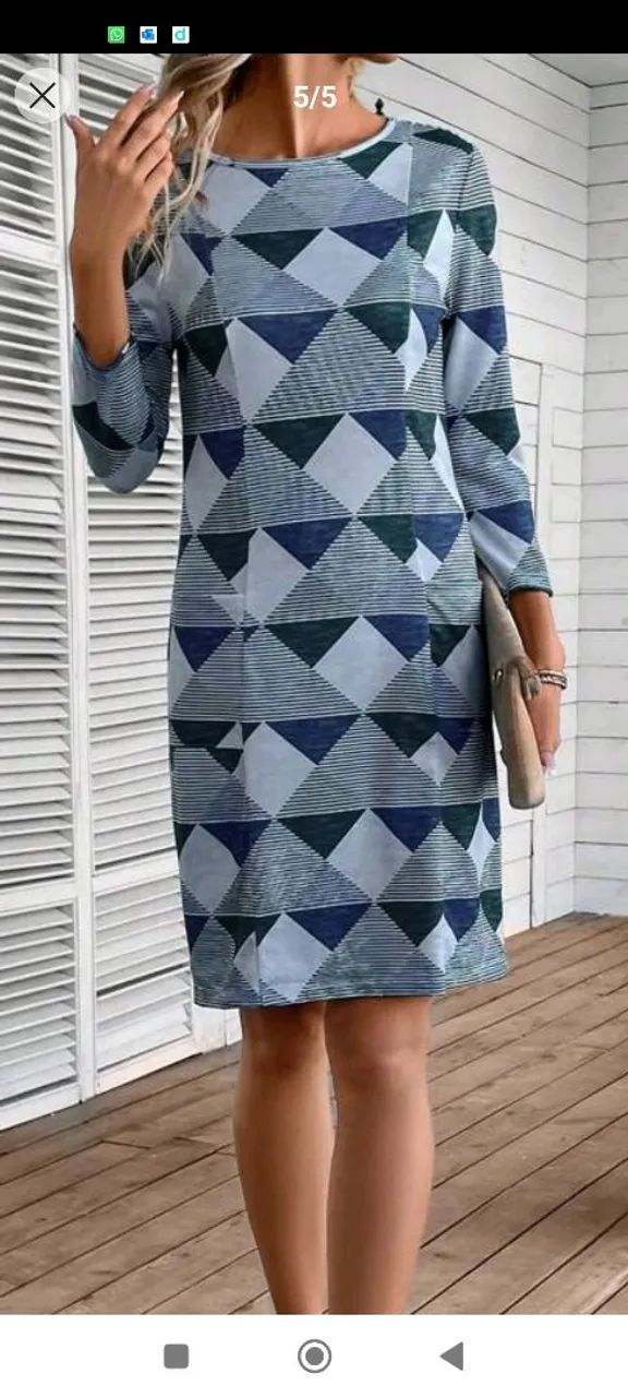 Vestido estampado azul e verde tamanho P - Foto 3