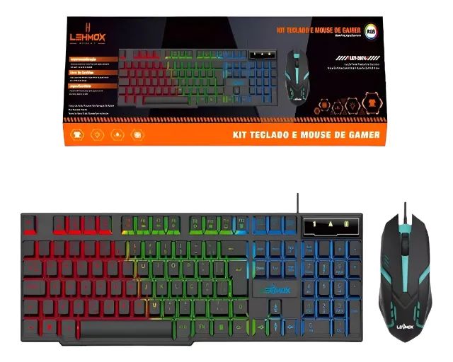 Kit Teclado Mouse Gamer Usb Led Rgb Abnt2 Sensação Mecânico - Foto 2