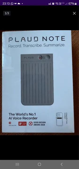 Gravador de voz AI Plaud Note - Novo