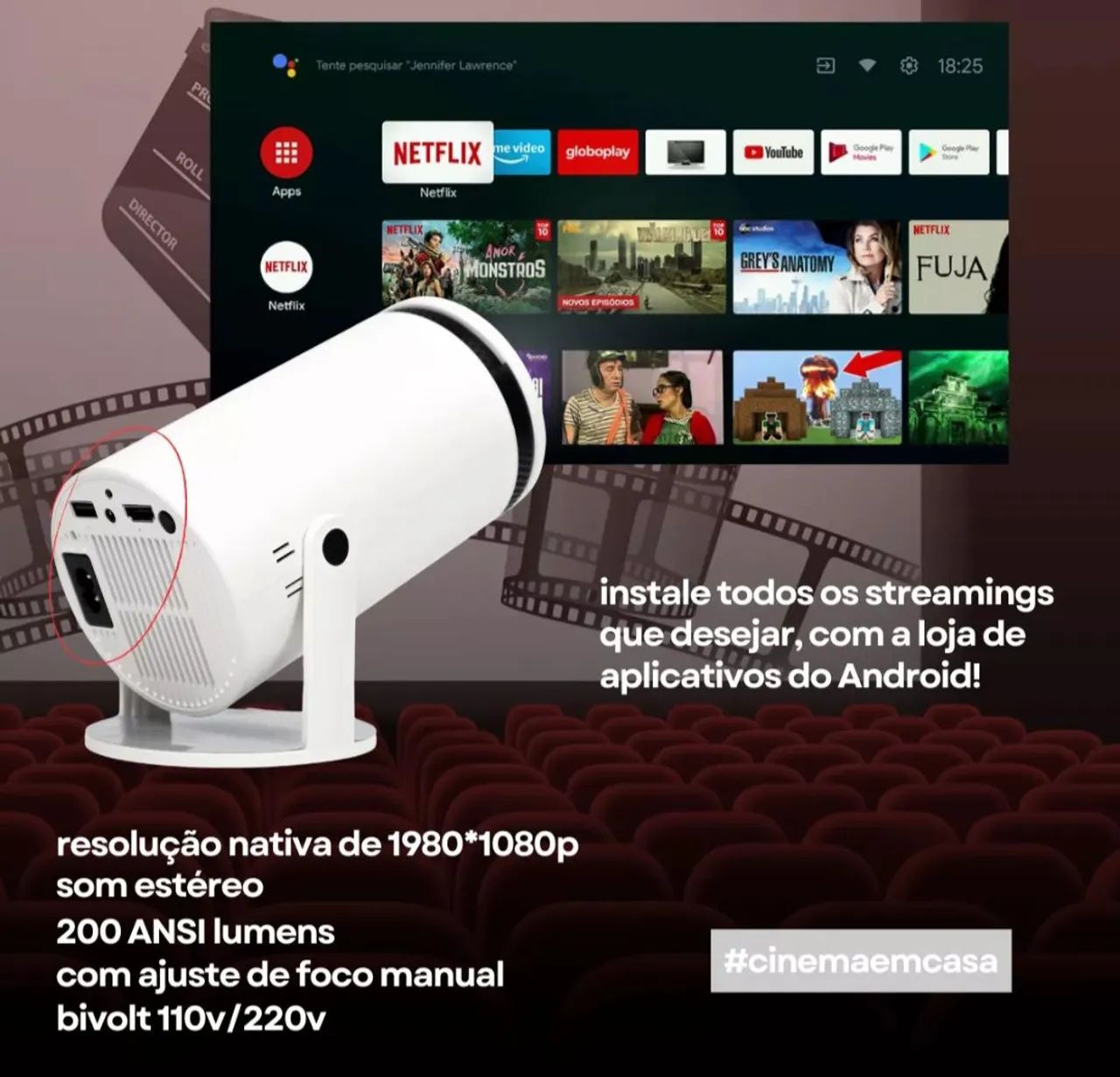 Projetor Portátil com Controle Remoto - Foto 2